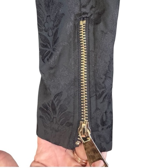 MIDNIGHT VELVET Black Jacquard Moto Jacket | Gothic Luxe Biker Chic - Medium - Picture 10 of 17